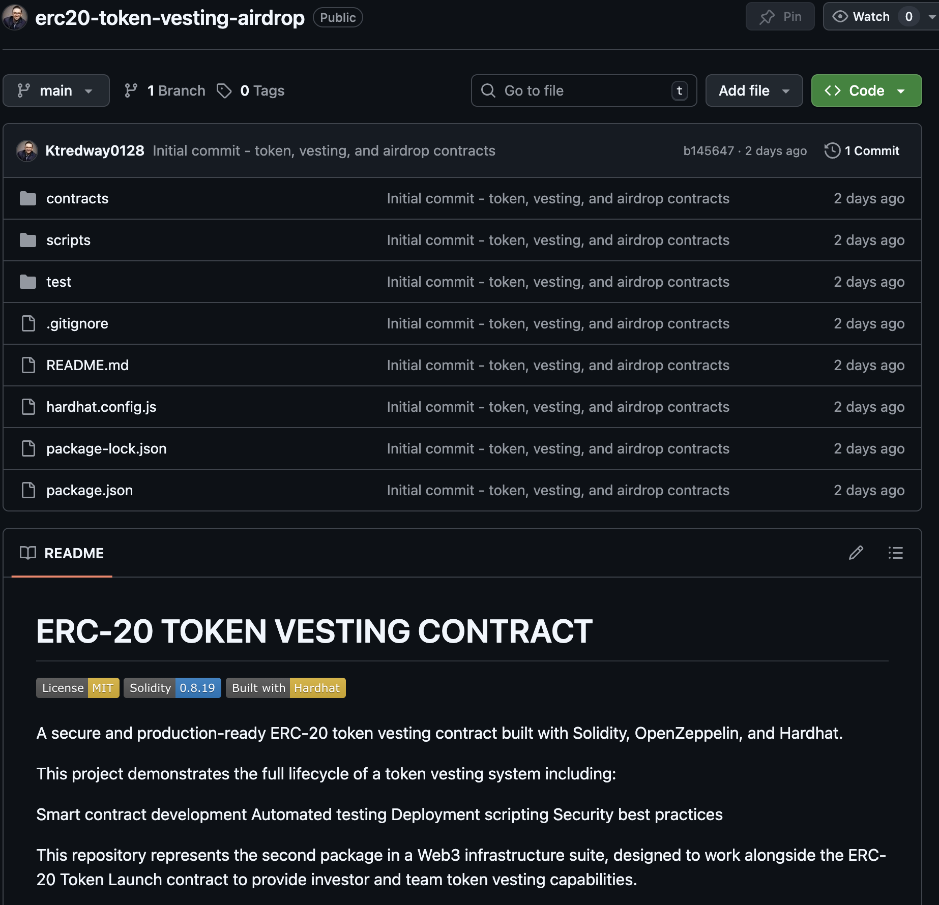 ERC-20 Vesting & Airdrop